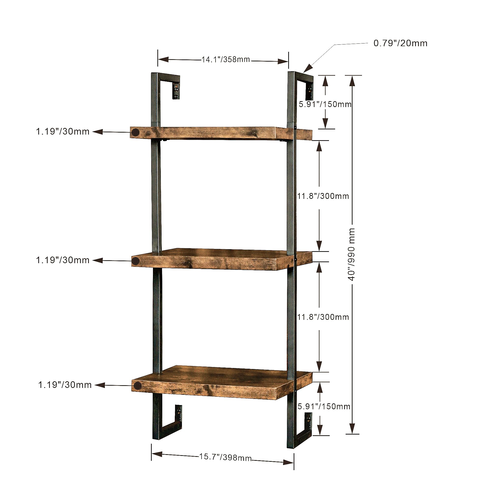 Commercial Kitchen Wall Shelves - رفوف حائط عائمة ثلاثية الطبقات بسعة