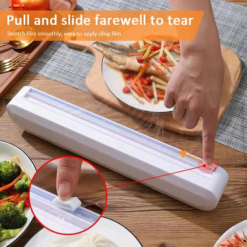 Commercial Kitchen Utensil Holder - موزع غشاء تتشبث مع قاطع بلاستيكي