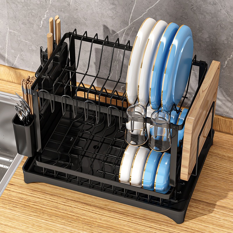 Commercial Kitchen Floor Drain - رف تجفيف الأطباق ذو طبقتين وسعة