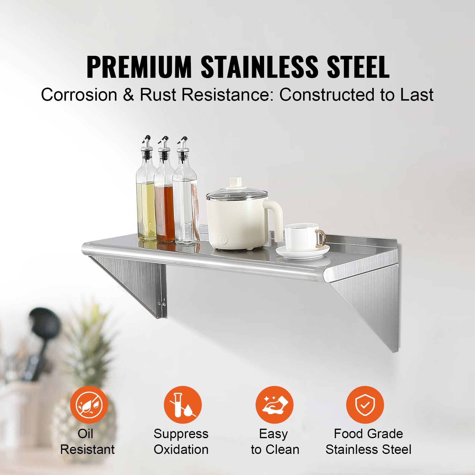 Commercial Kitchen Wall Shelves - رف من الفولاذ المقاوم للصدأ مقاس