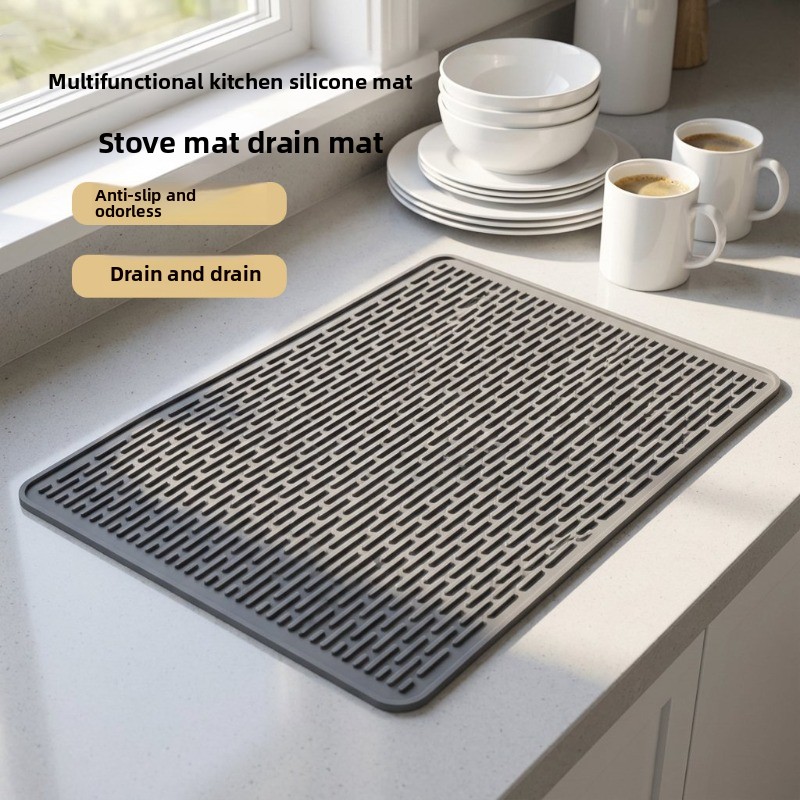 Commercial Kitchen Floor Drain - حصيرة تجفيف الأطباق من السيليكون لطاولة