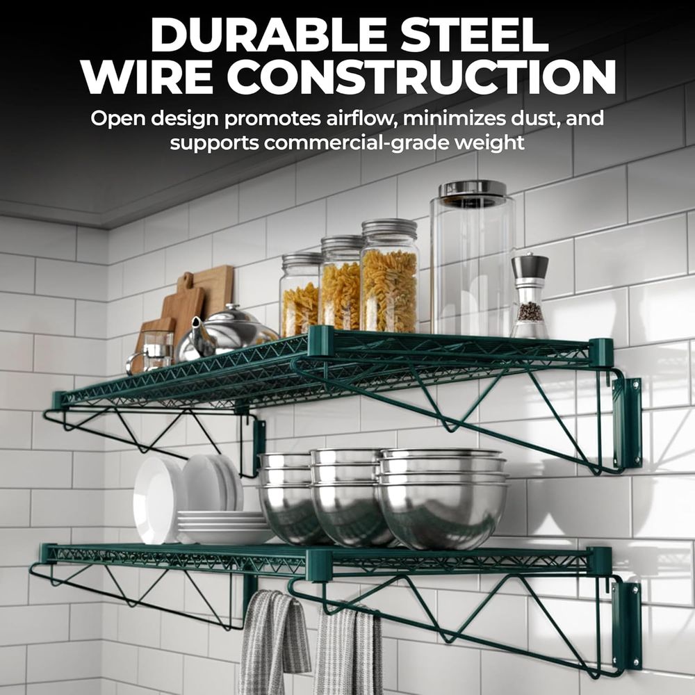 رف حائط سلكي أخضر إيبوكسي ممتا - مراجعة Commercial Kitchen Wall Shelves وسعره