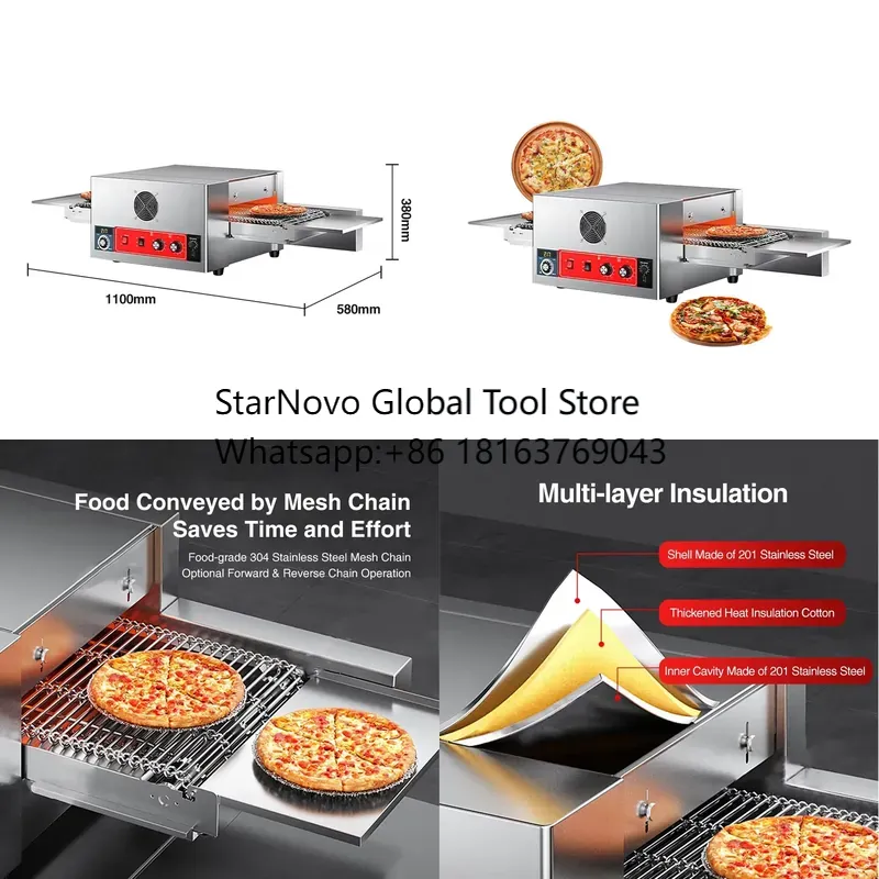 فرن بيتزا كهربائي تجاري بحزام  - مراجعة Pizza Conveyor Oven وسعره